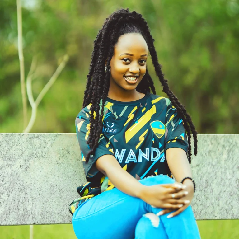 Woman wearing Rwandan football jersey by KIZA - Season 2 release