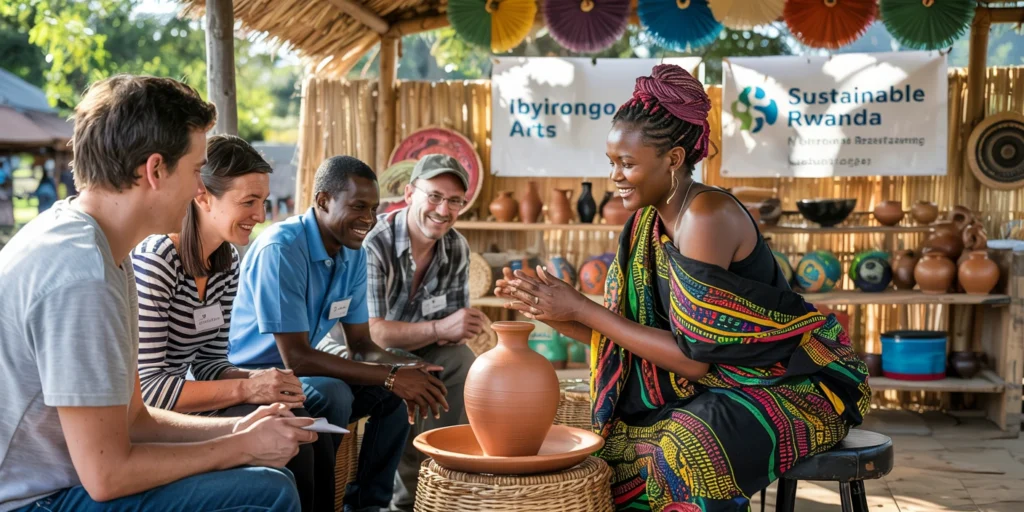 rwanda-community-tourism-art-workshop Cultural workshop with artists and tourists in rural Rwanda