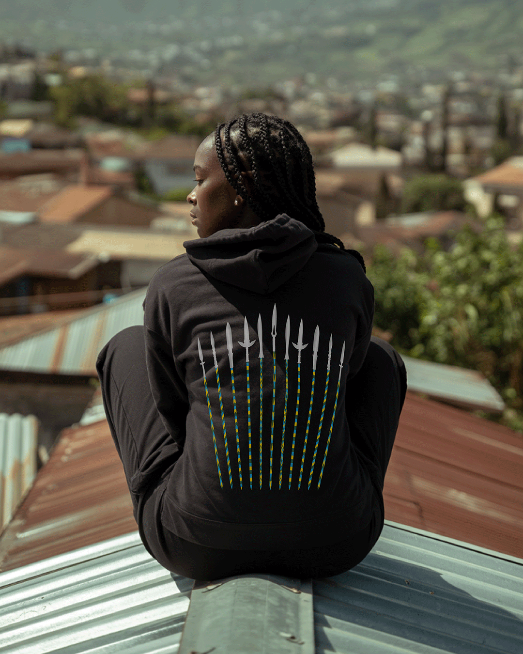 KIZA Rwanda hoodie size L XL - premium African streetwear made in Rwanda