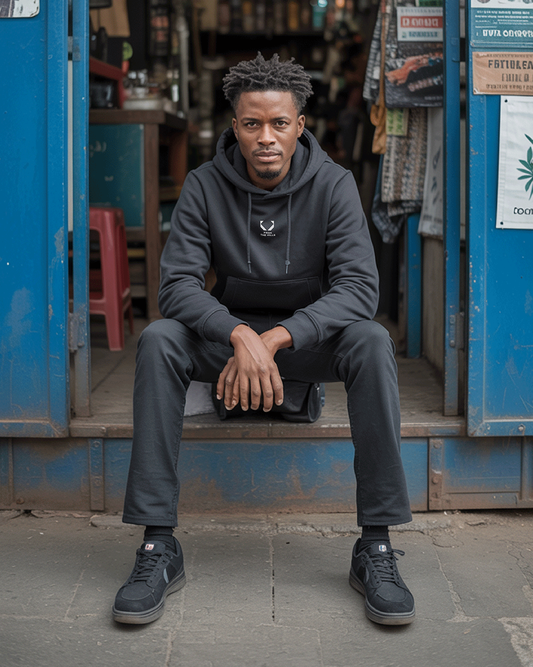 Rwanda hoodie spears design with Rwanda flag colors - KIZA brand African streetwear