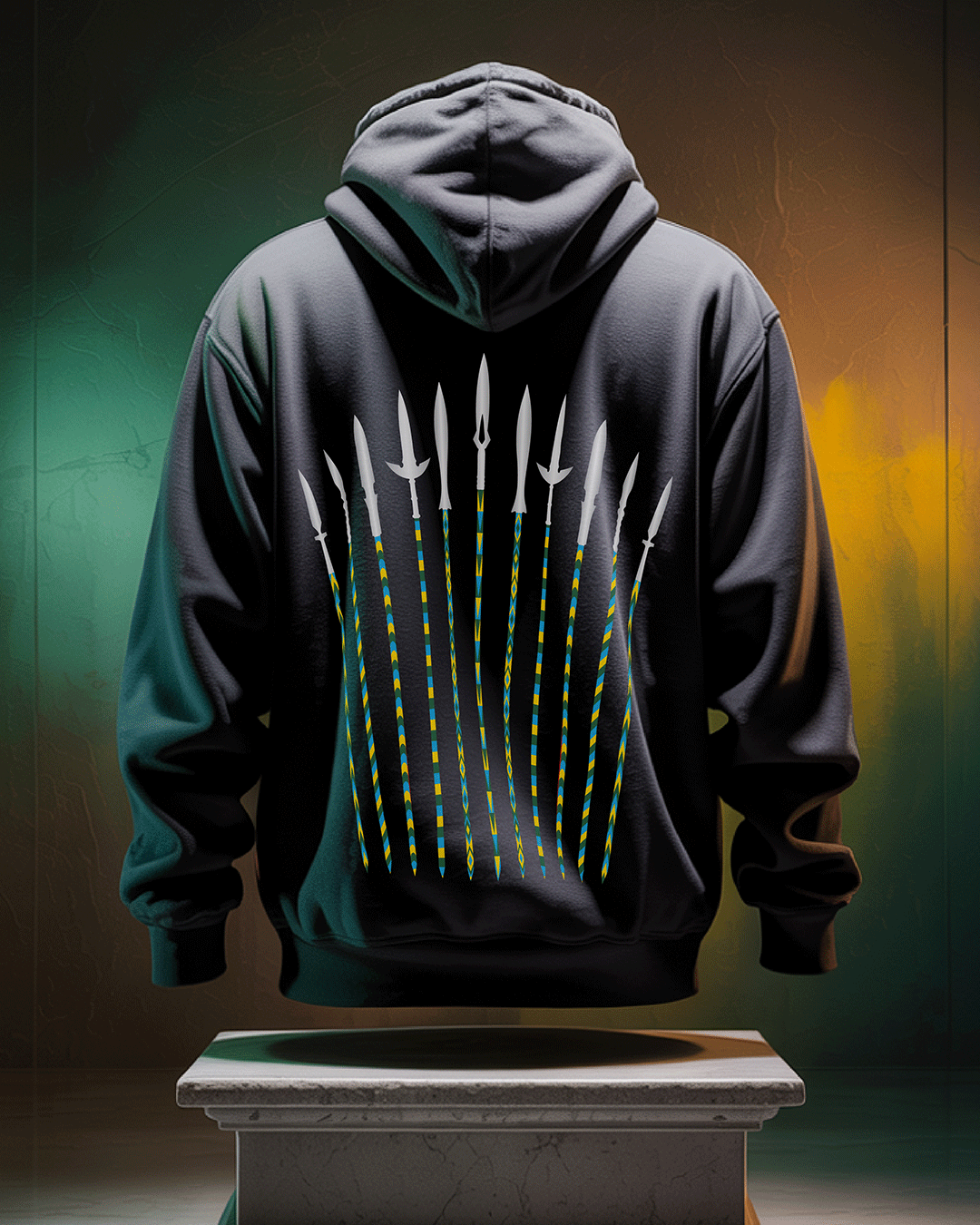 Rwandan fashion imigongo patterns on KIZA Spears limited edition hoodie