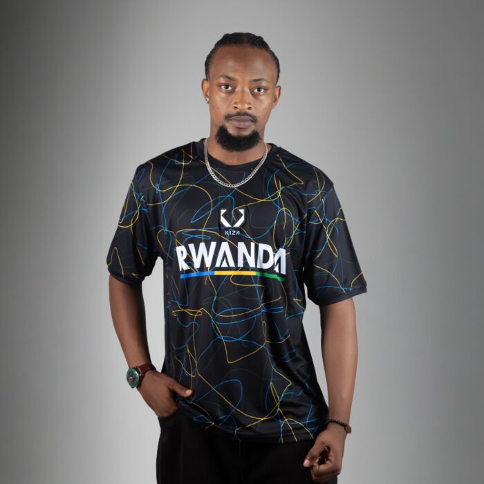 RWANDA COLOR LINE | BLACK T-SHIRT